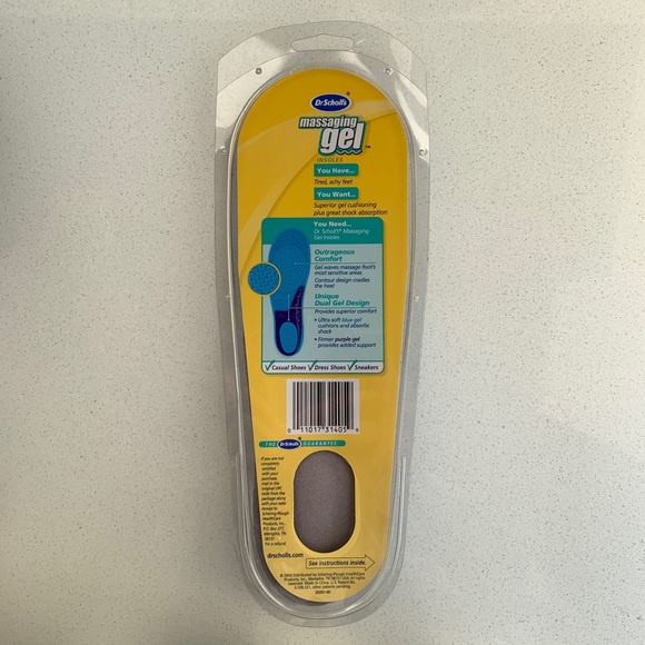 Dr. Scholl's Massaging Gel Insoles, Dual Gel, Trim To Fit Women's Sizes 6-10 - Picture 4 of 4
